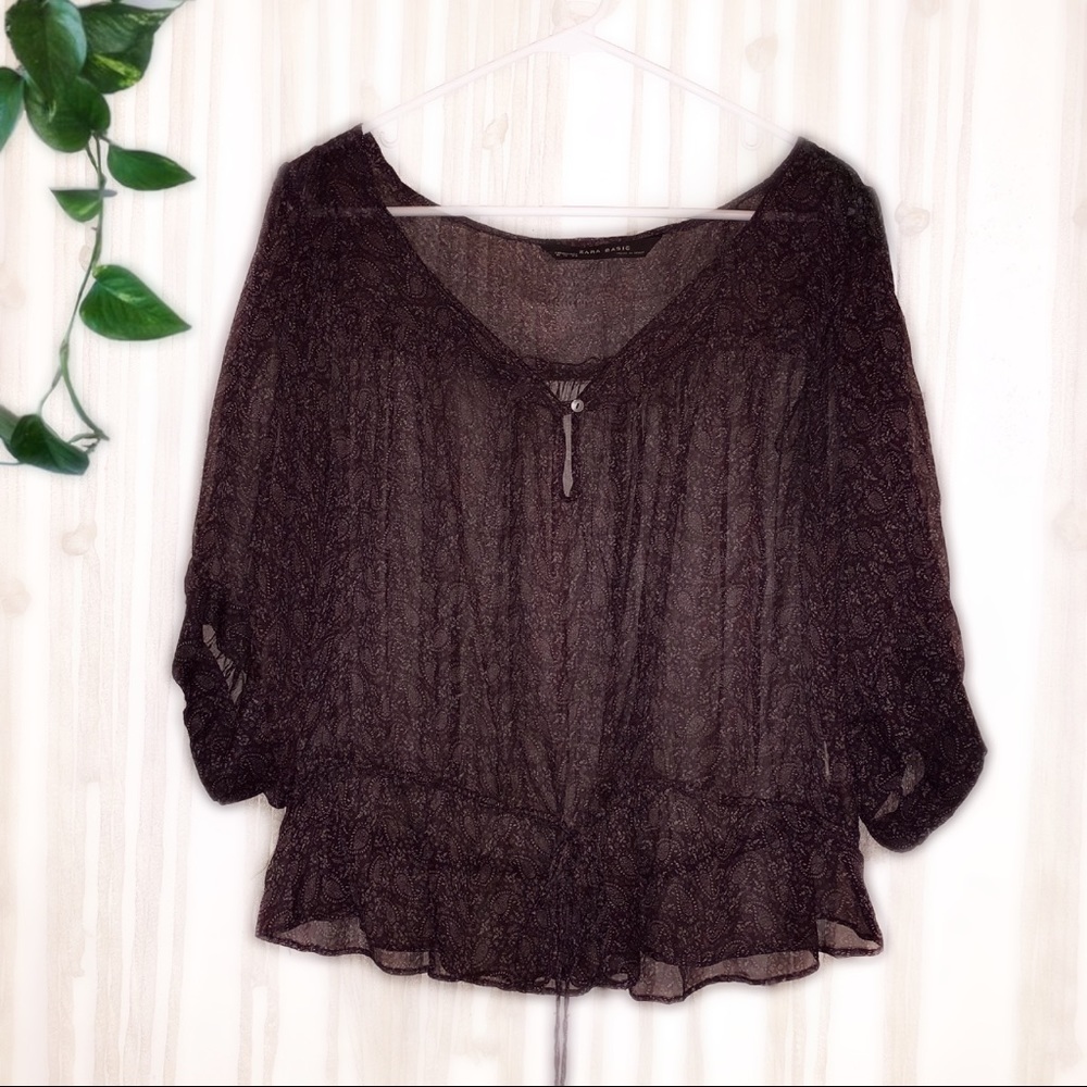 ZARA Basics women’s plum peasant blouse Medium